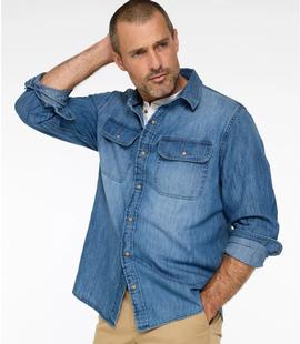 L.L.Bean Men's Sunwashed Denim Shirt Long Sleeve Slightly Fitted Regular Alternate View